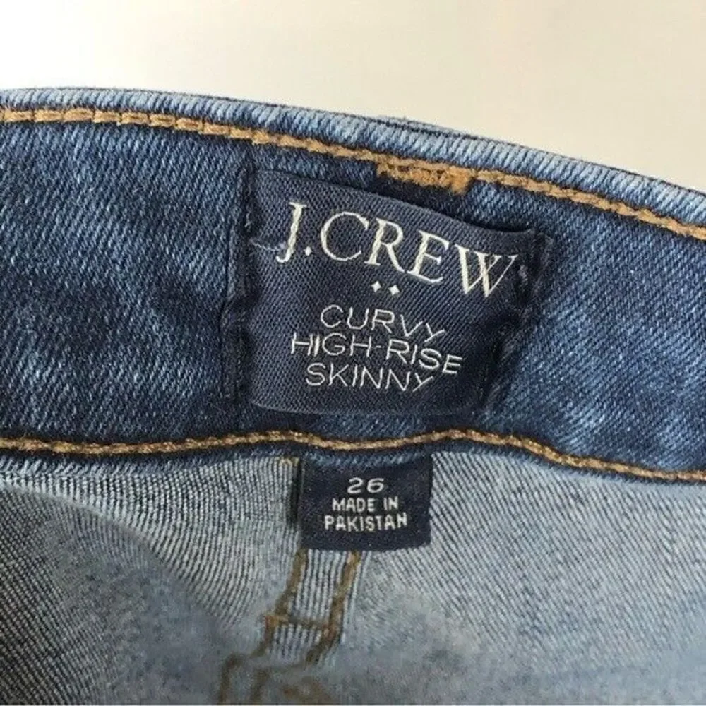 J. Crew Curvy High Rise Dark Wash Skinny Jeans 26